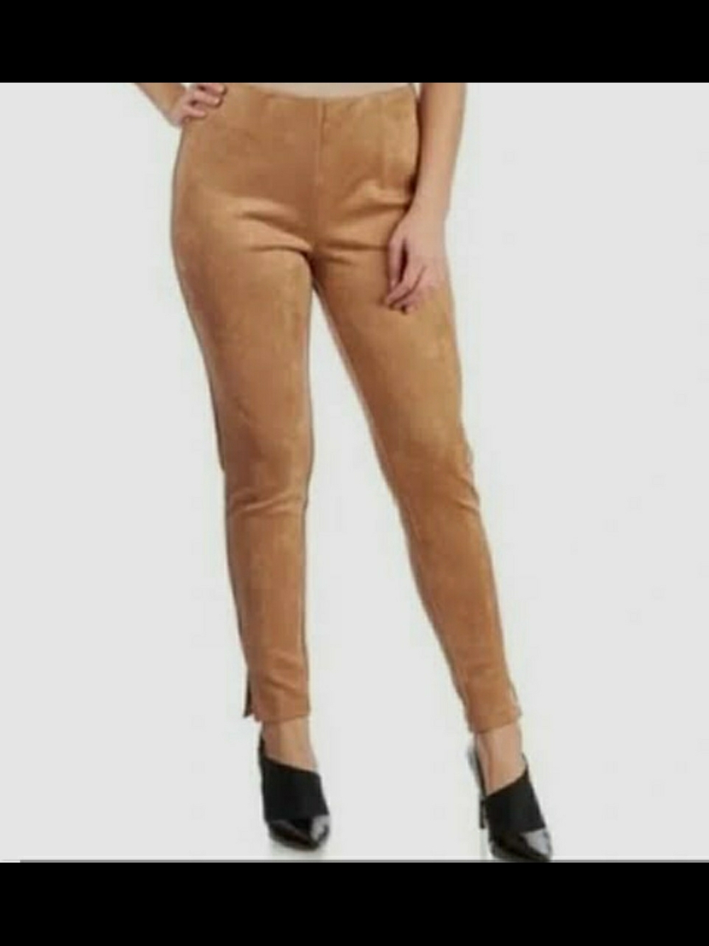 Zac & Rachel Tan Faux Suede Skinny Ankle Pants